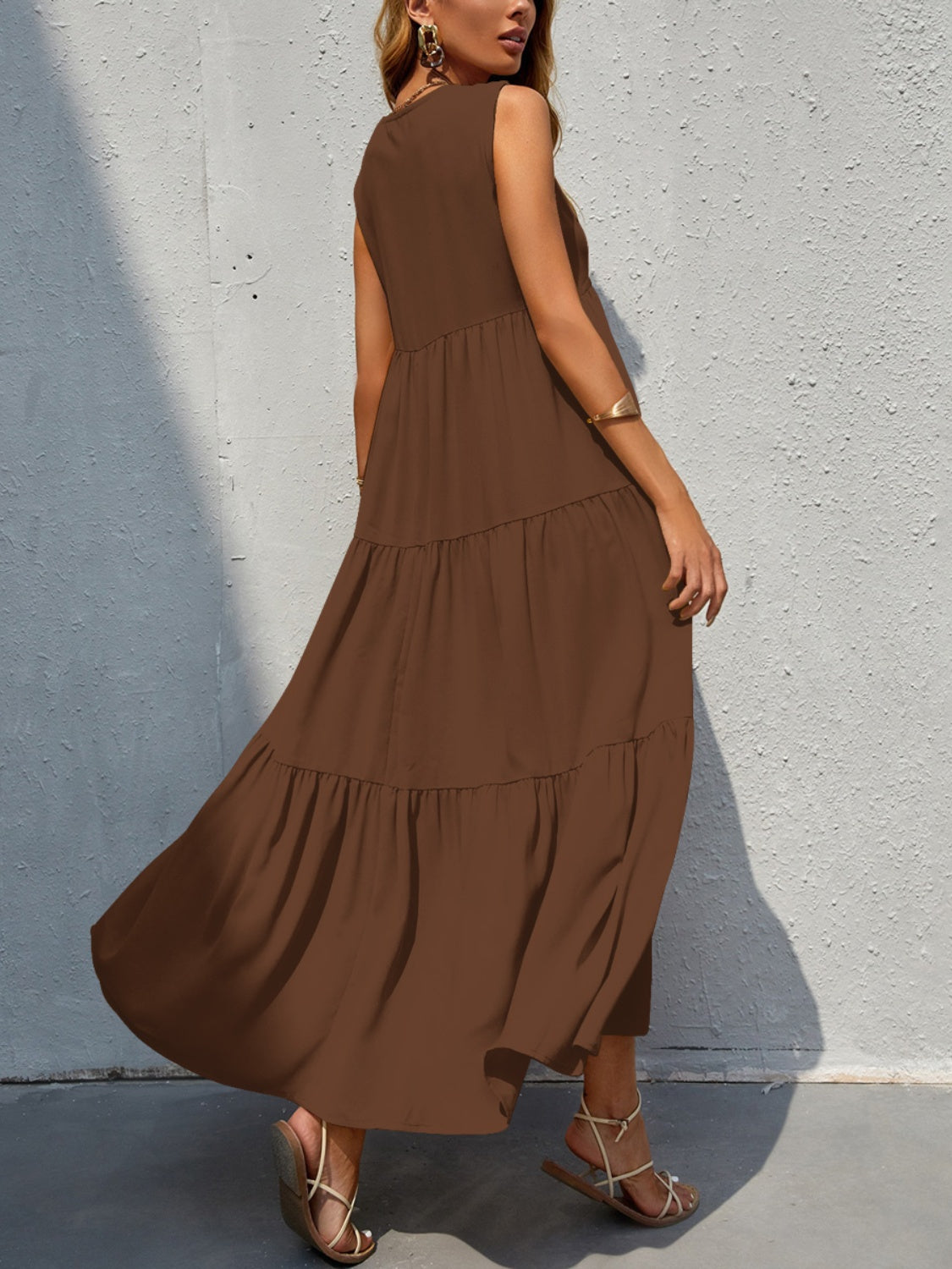 Tiered V-Neck Sleeve Dress - store name